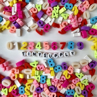 10MM Mixed Number Themed Polymer Clay Cabochons