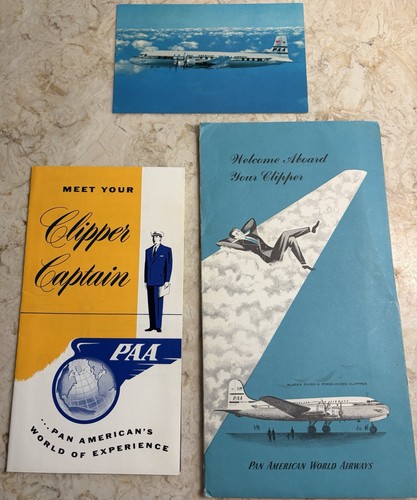 Pan American Pan Am Welcome Aboard Your Clipper Pilot Photos Post Card Vintage