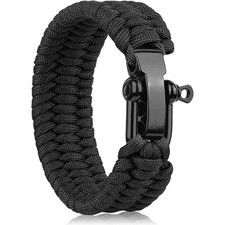 Survival Paracord Bracelet Adjustable U-Buckle 3-Hole 550 Parachute Rope 