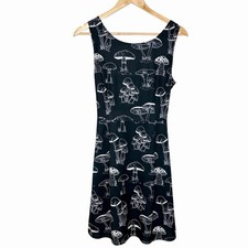 Mushroom Print Dress Womens Small Fit And Flare Forest Fairy Grunge Goblincore