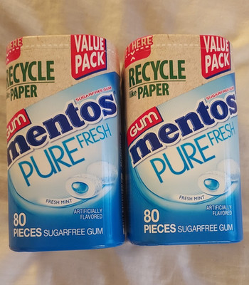 Mentos Pure Fresh Gum Fresh Mint 80 Pieces Value Pack 2-Pack Sugarfree