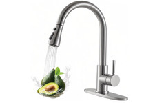 Grifo cocina n quel cepillado, rociador extra ble, arco alto acero inox. NUEVO