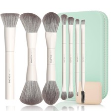 Dual-Ended Makeup Brush Set Sponge Travel Case 13 Kinds Multi-Functional Mint