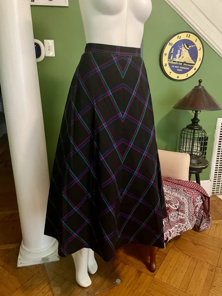 Falda Tulipán Círculo Lana Escocesa Pendleton Larga De Colección EE. UU. 30 Cintura (Etiqueta 14) Foto 4 de 4