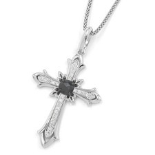 Pt900 Platinum 0.78ct Diamond Cross Pendant Necklace 50cm 13g Heavy Large Luxury