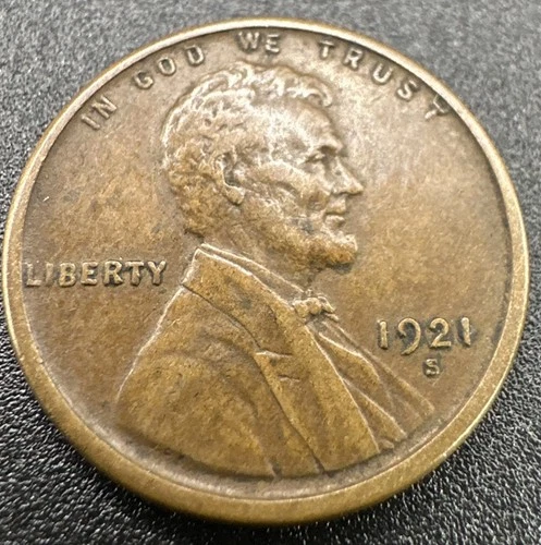 1921S Lincoln Wheat Cent Coin in XF Condition