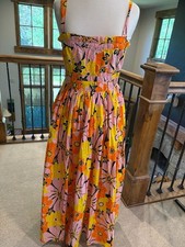 ASOS strappy midi skater sundress in bold yellow floral 4