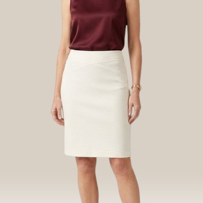 Boss Hugo Boss Rylas NWT Off White Textured Pencil Skirt 6 Cupro Lined