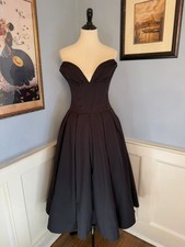 House of CB Lady Strapless Formal Midi Dress in Black sz L