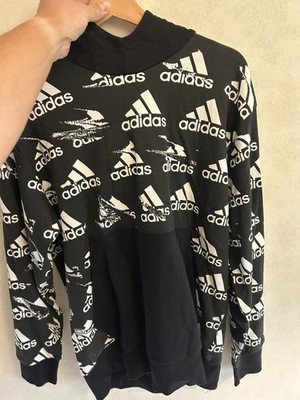 Adidas Hoodie Pullover  neu ungetragen mit Schriftzug an Ärmeln L SCHWARZ WEISS
