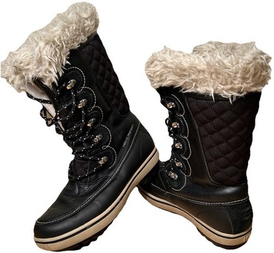 Helly Hansen Women's 6.5 Garibaldi Boots Black Waterproof Leather Faux Fur Lined