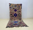 Boucherouite Moroccan Rug Handmade 3'3x7'7 ft Vintage Berber Blue Gray Home Rug