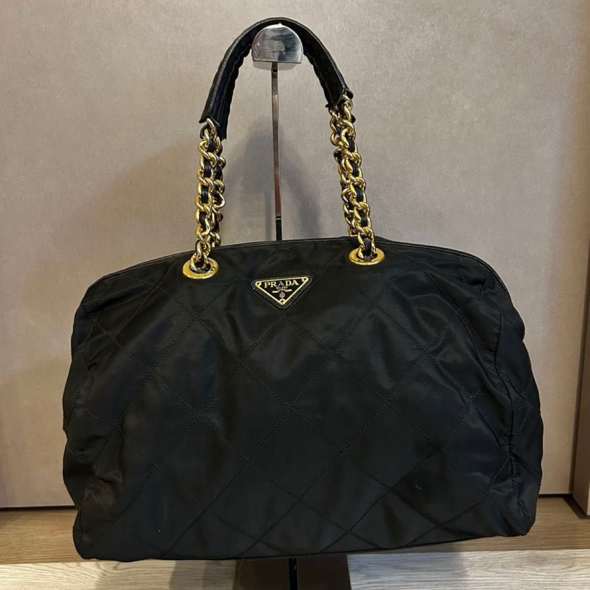 RARE Prada Quilted Black Chain Shoulder Bag in Excellent Condition