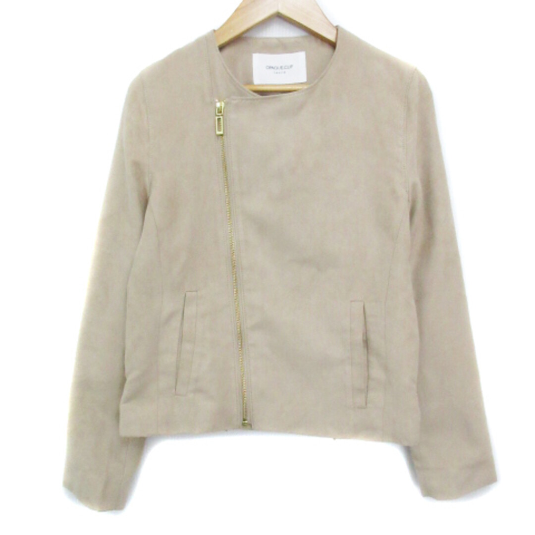Opaque Dot Clip OPAQUE.CLIP Riders Jacket Collarless Suede Opaque Dot Clip OPAQUE.CLIP Riders Jacket Collarless Suede