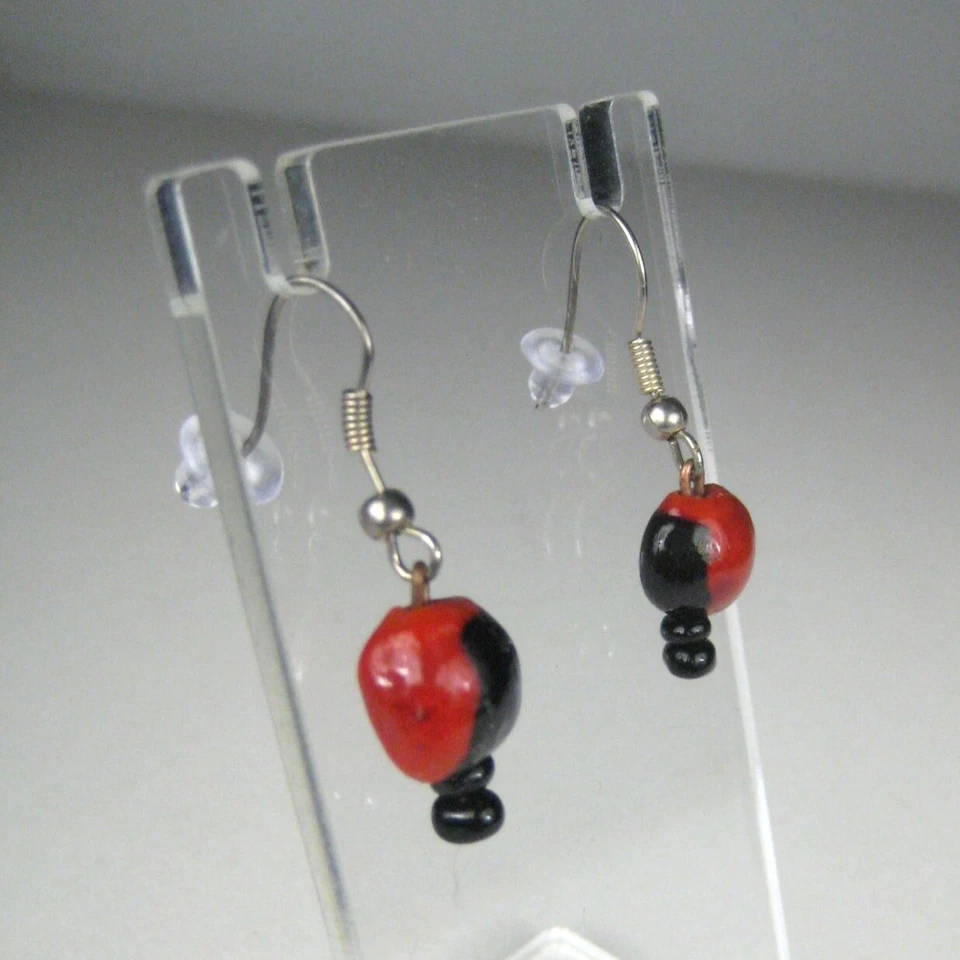 Pendientes colgantes delicados con cuentas de cerámica perforados joyería para mujer 1,25 en rojo Foto 4 de 4