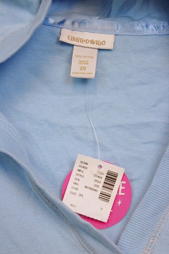 Y2K Limited Too Blue Crop Shirt Hoodie sz 18 Jr Pre-Teen Retro Silver Butterfly - Picture 4 of 6