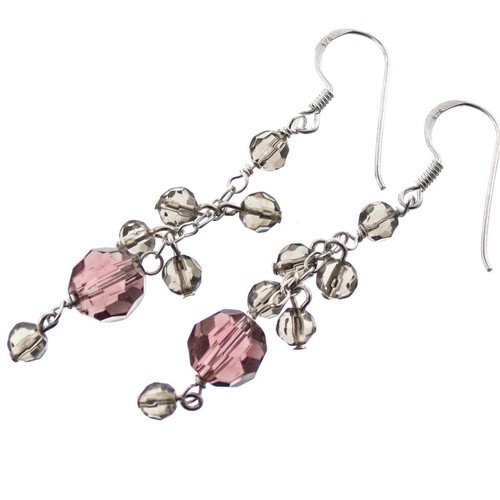 925 Sterling Silver Faceted Beads Cluster Sterling Drop Earrings eBay