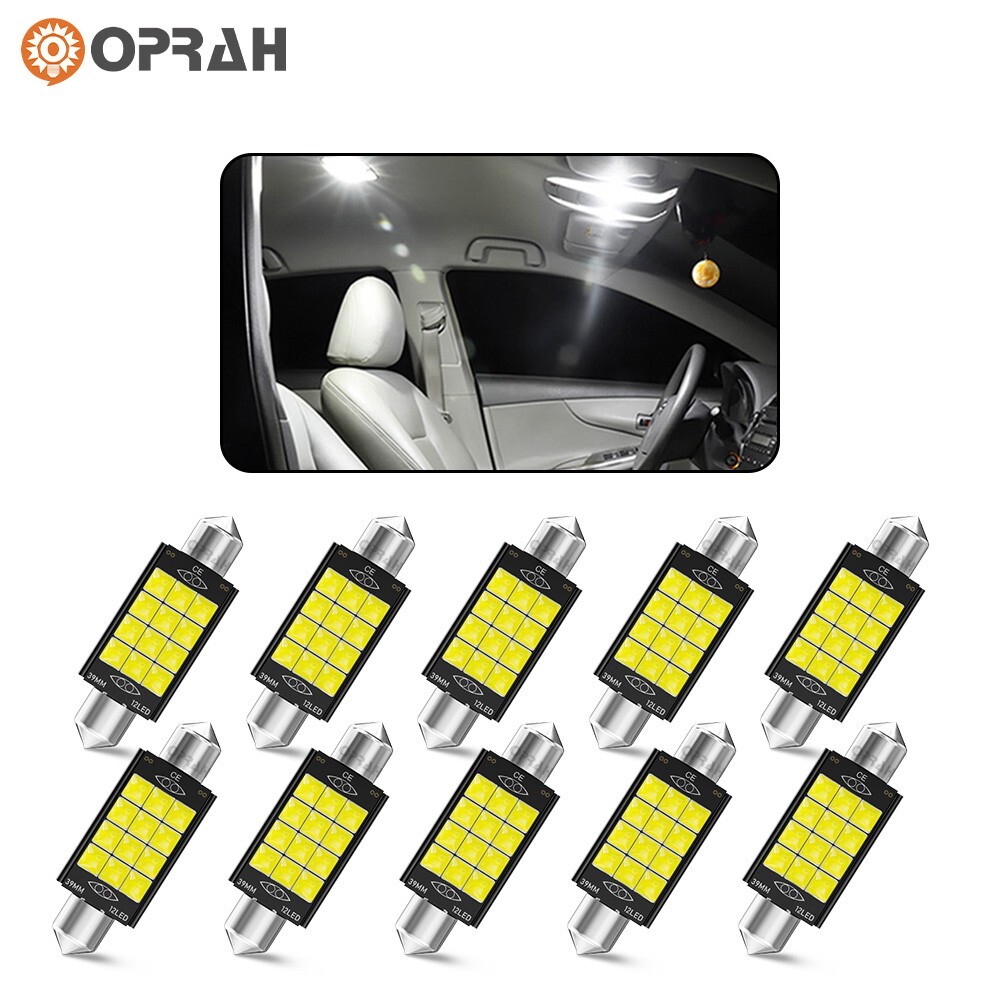 10-100x 39mm Cool White LED Car Interior 3030 Canbus Dome Festoon Light Bulbs