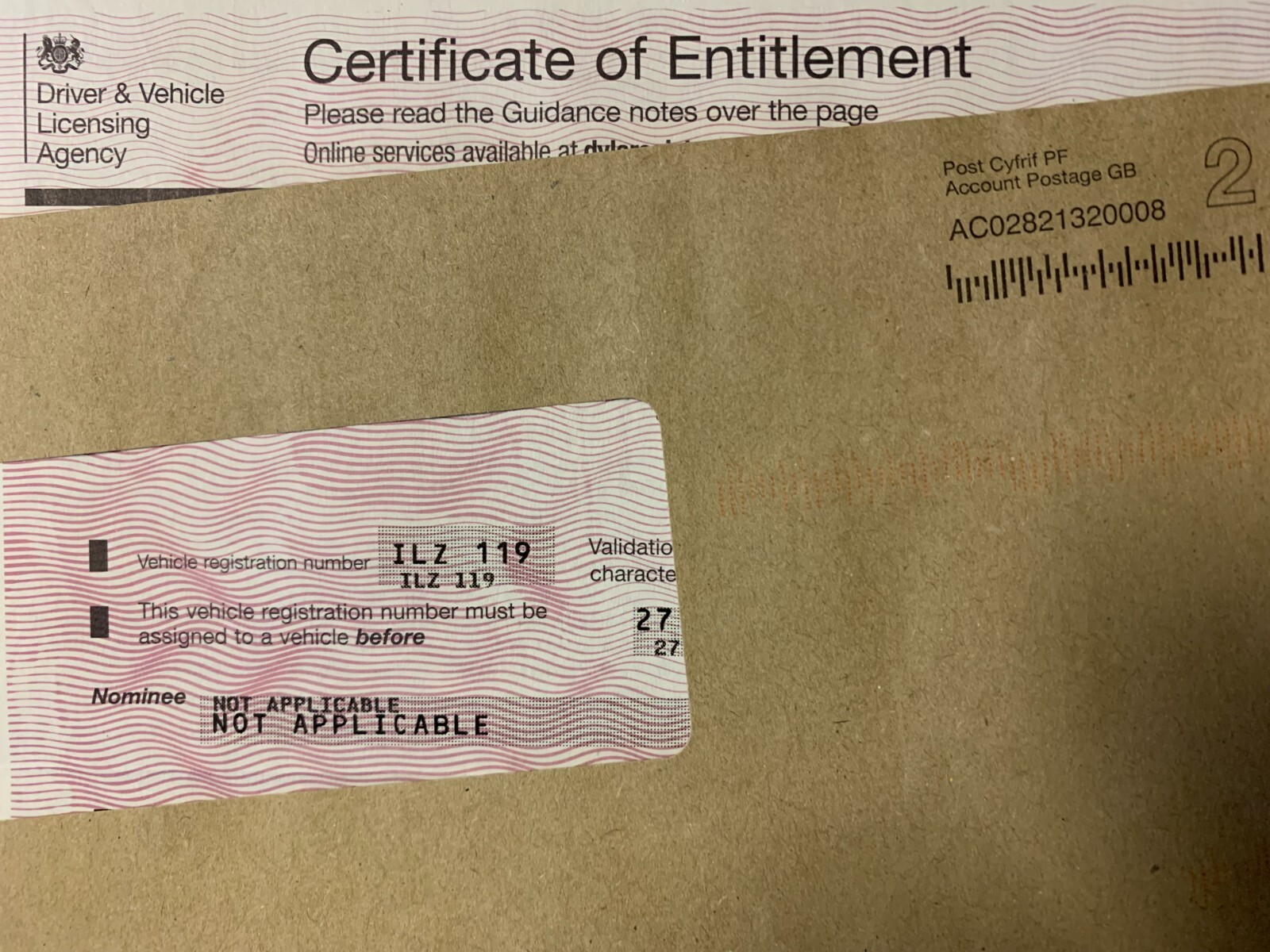 Dateless Private Reg Plate I L Z The £80 DVLA Transfer Fee is Paid ILZ