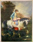 Oil Painting - Lady Riding Horse Portrait Scene - 40" x 30" - Hand Painted