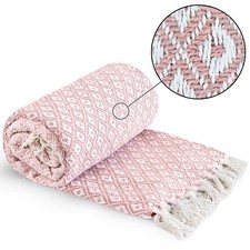Throw Blanket for Sofas Bed Runner Diamond Geometric Soft Cotton Casablanca