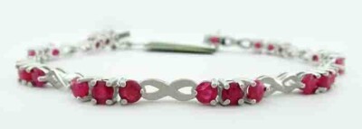ECHTES 6,10 kt RUBINE TENNISARMBAND .925 STERLINGSILBER - Neu mit Etikett