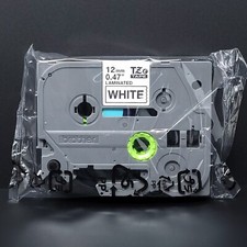Brother TZe 12 mm 0.47" Laminated White Label Tape Black Ink TZE-231 In/Outdoor
