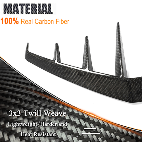 For Infiniti Q60 2016-22 Real Carbon Rear Bumper Side Vent C Blade Trim Canards - Picture 9 of 11
