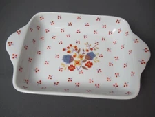 Vintage Fairwinds Shallow Rectangle Dish W/Handles Floral j4 pb