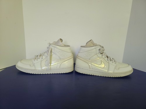 Nike Jordan 1 Mid Patent 'Triple White' BQ6472 111 Men Sz 11 - Picture 7 of 12