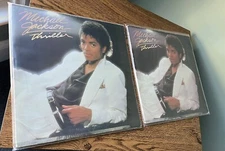 2 MICHAEL JACKSON THRILLER Lp’s RARE  COVER ERROR VINYL LP QE 38112 1982 &PROMO