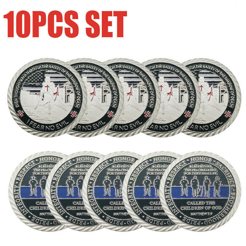 10PCS Blue Lives Matter Law Enforcement US Police Officers Coin Challenge