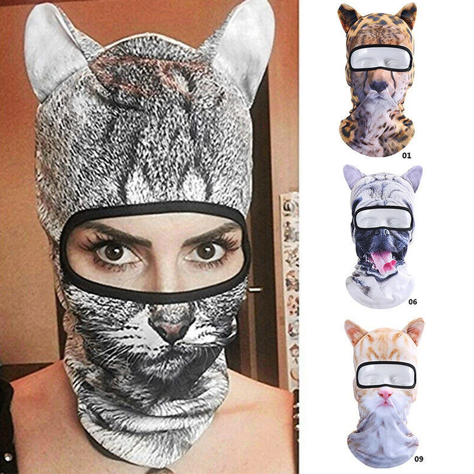 Breathable 3D Animal Printing Balaclava Cycling Hat Cat Halloween Full Face Mask - Image 4 of 4