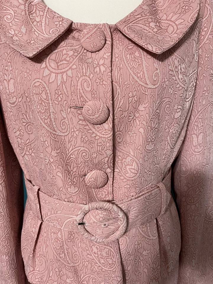 TRAJE VINTAGE GIORGIO SANT' ANGELO 2 PIEZAS Talla 10 ROSA PAISLEY Chaqueta Falda Foto 2 de 4