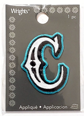 WRIGHTS Embroidered Monogram-Style Letter Iron On Applique - C