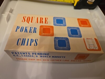 Vintage No Roll Square Poker Chips Box Of 100 White Original Box Unique Chips