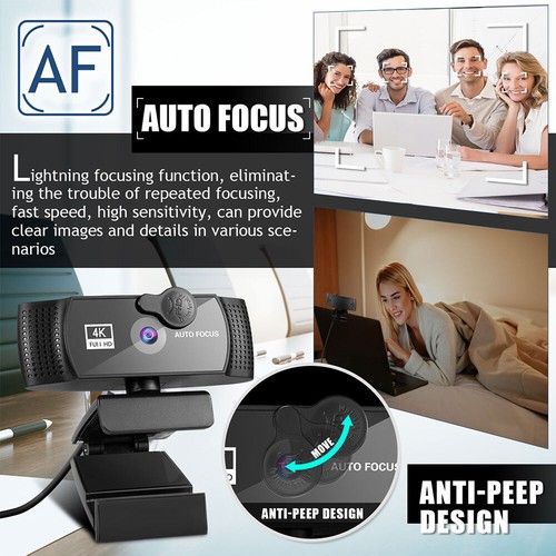 8K Webcam 4K 1080P Full HD Web Camera Auto Focus With Microphone USB Plug Web - Photo 3/14