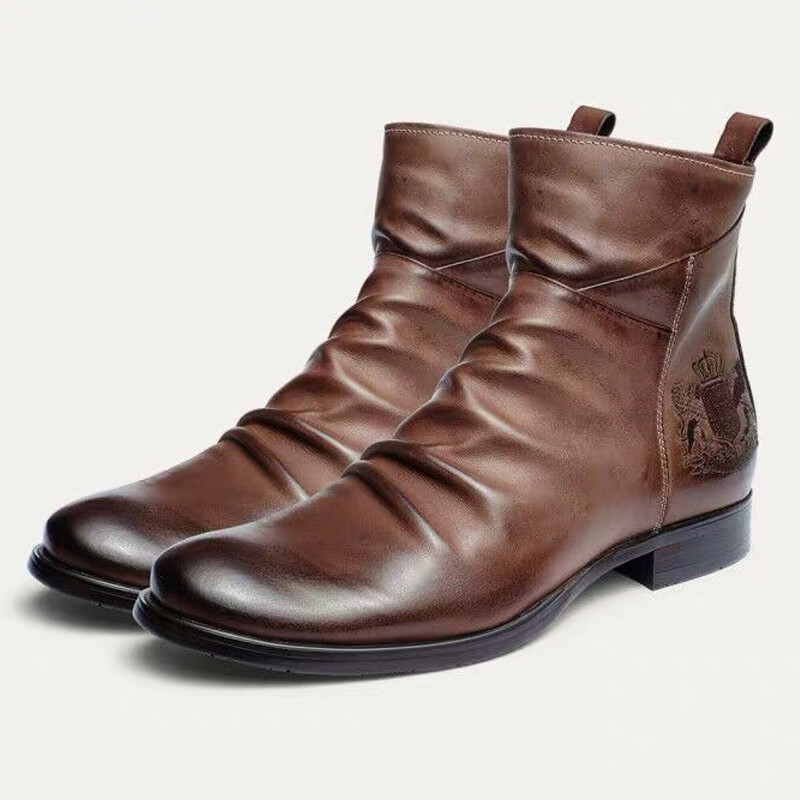 Mens Chelsea Boots Faux Leather Ankle Smart Formal Casual Slip On Work Shoes-image