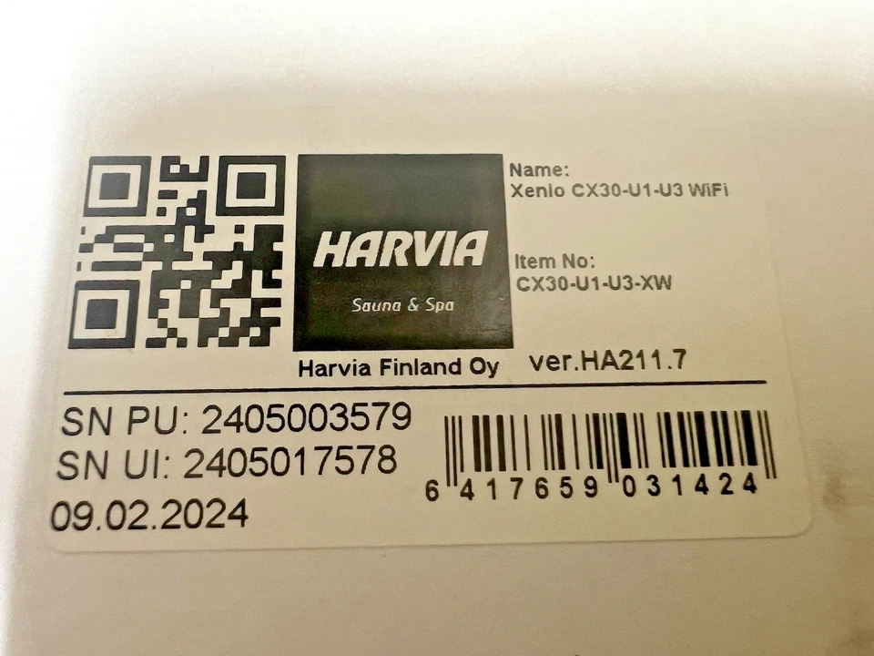 Unidad de control DIGI WIFI NEGRA Harvia Xenio CX30-U1-U3-XW para Sauna Club y HPC/HL Foto 3 de 4