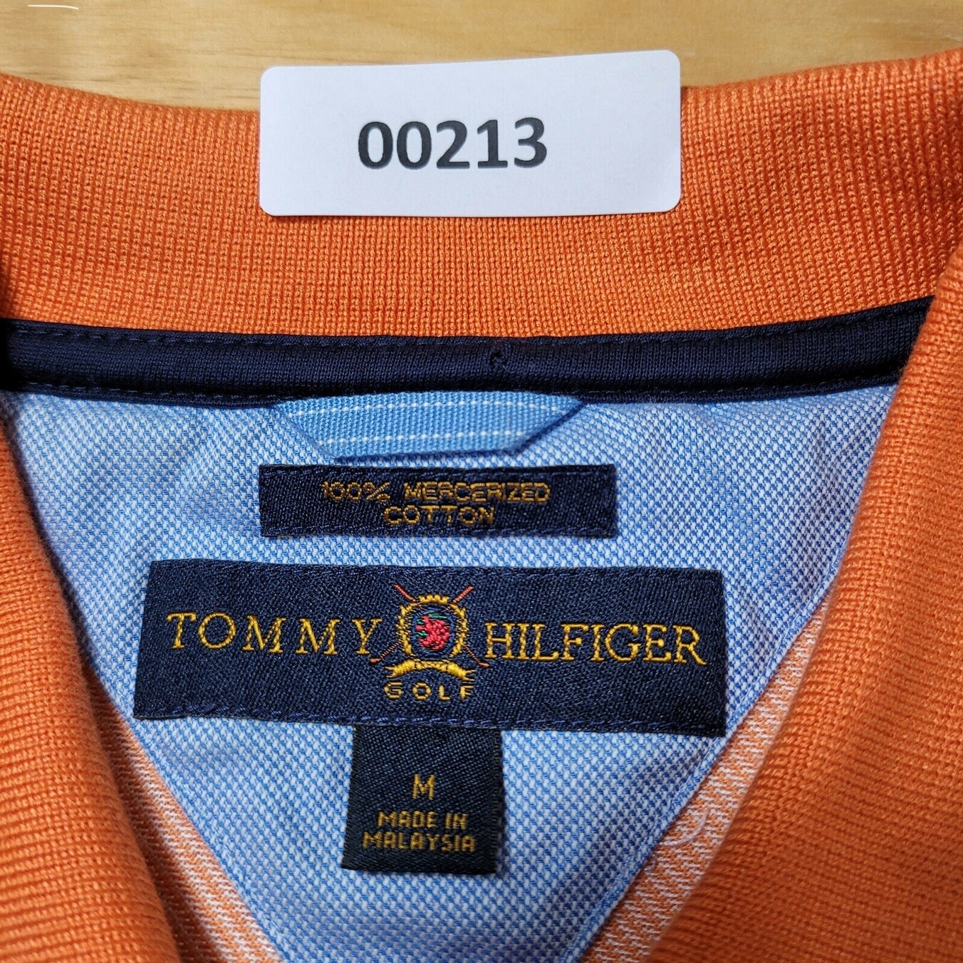 Tommy Hilfiger Men's M Solid Orange Mercerized Cotton Mesh Polo Shirt thumbnail 2