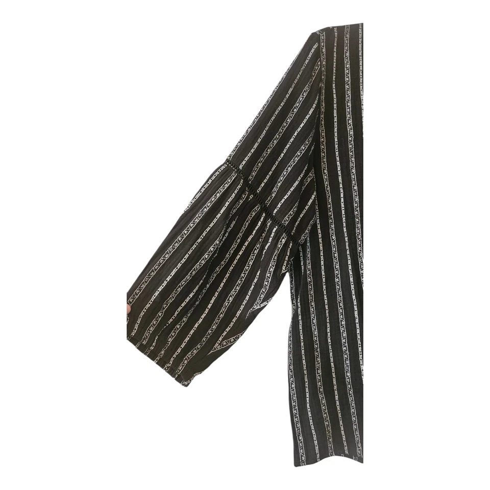 Garnet Hill Womens Size 16 Tunic Top Black White V-Neck ORGANIC COTTON - Image 3 of 4