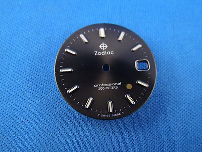 Original Zodiac Watch Dial -Golden Dot-  25mm -Swiss Made- Light Marks #50