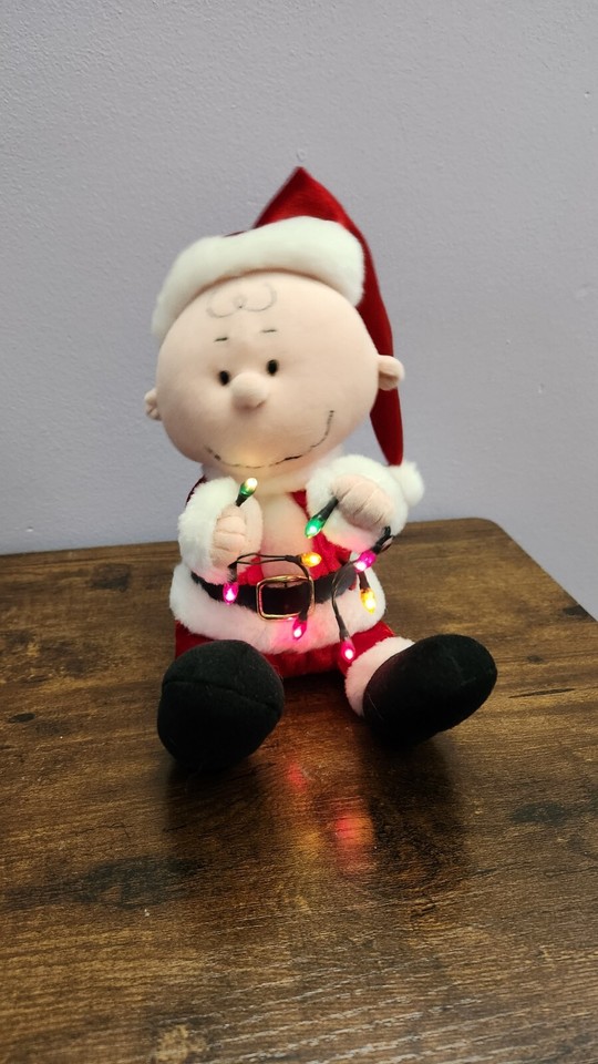 Gemmy Peanuts Charlie Brown Santa Musical Plush Christmas Lights with