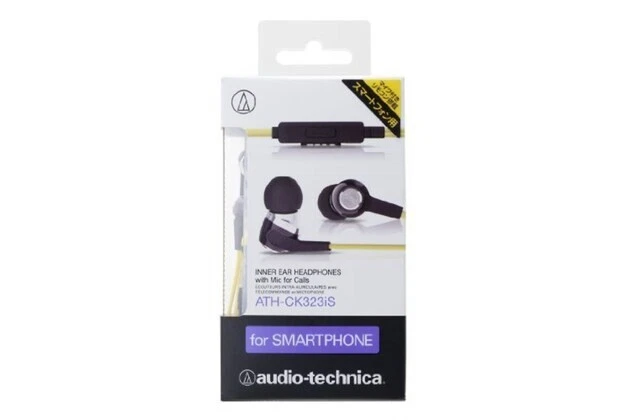 Audio-Technica Wired Earphones ATH-CK323iS With Mic For Smartphone Black/Yellow - Image 2 of 2