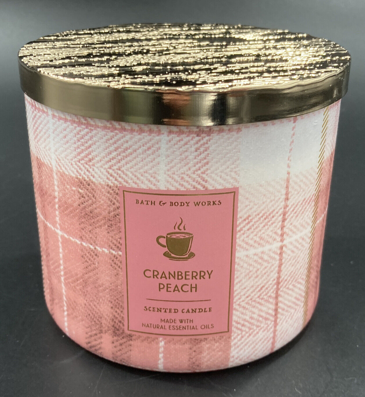 NEW — BATH depot & BODY WORKS SCENTED 3-WICK LARGE 14. Department store PEACH CRANBERRY