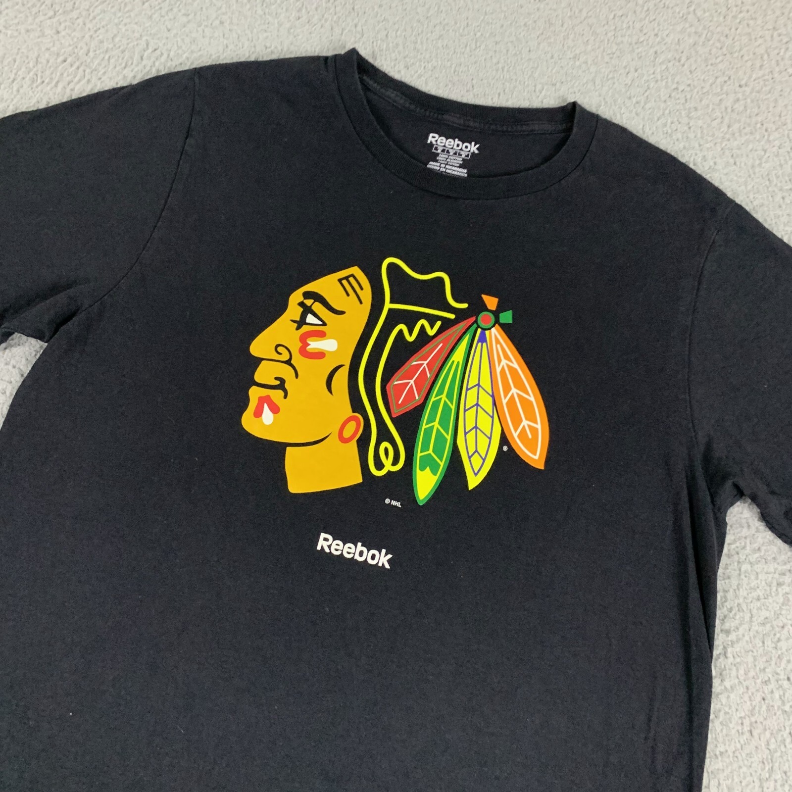 Chicago Blackhawks T-Shirt Mens Medium Black Cotton Short Sleeve Hockey Reebok thumbnail 3