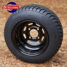 Golf Cart 10 Black Steel Wheels And 20550-10 Dot Low Profile Tires 4