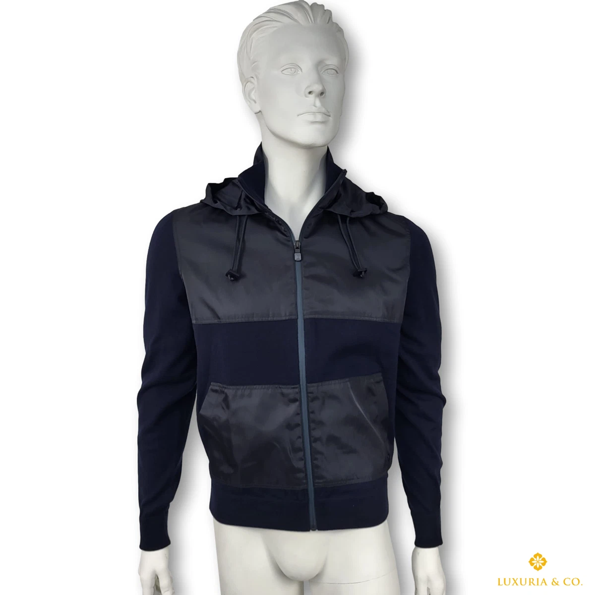 Louis Vuitton Men's Navy Color Block Technical Nylon Jacket