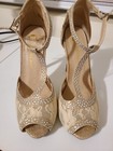 CHASE & CHLOE Women's lace tan Heels pump Size 5.5 Rhinestone Encrusted — photo 1