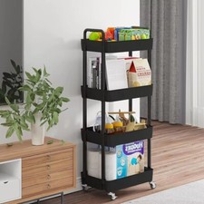 4-tier Kitchen Movable Trolley Storage Rack | Bedroom Bathroom Multi-layer Rack